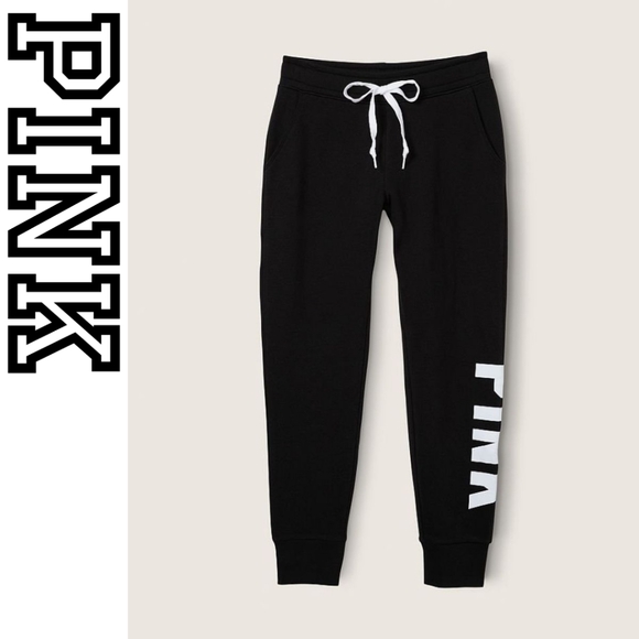 Victoria's Secret Pink- Fleece Lounge Jogger - Small - Black - Picture 2 of 4